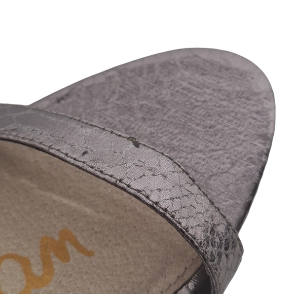 Sam Edelman Sz 9 Eleanor Metallic Open Toe Reptile‎ Embossed High Heel Sandals - Picture 7 of 15